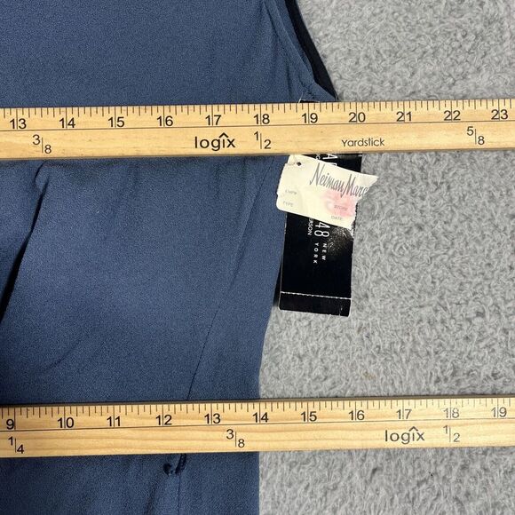 NWT Lafayette 148 Wrap Side Tie Ruffle Blue Dress Size 6 Women's Knee Length - Picture 9 of 11